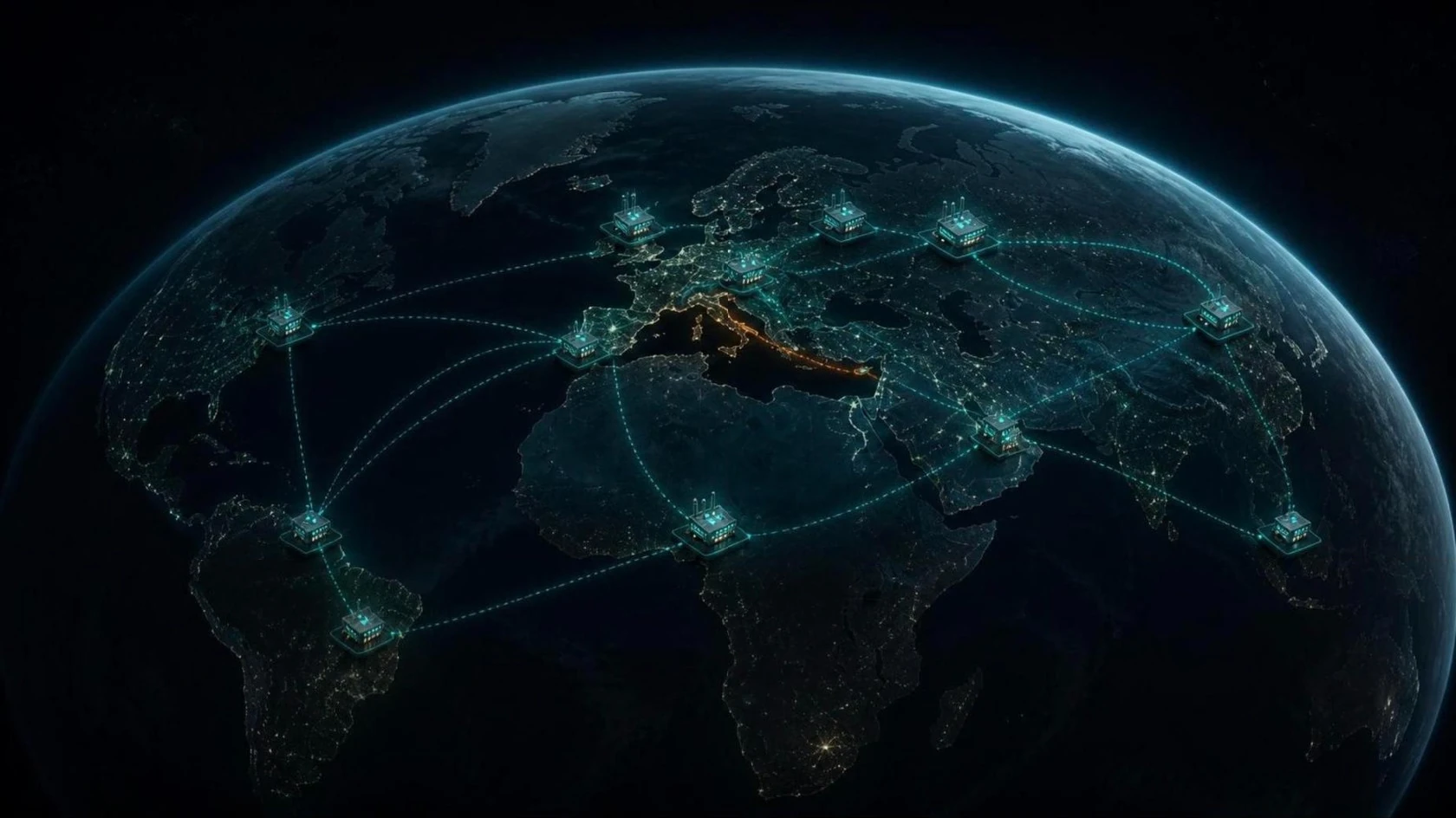 Global supply network on the globe